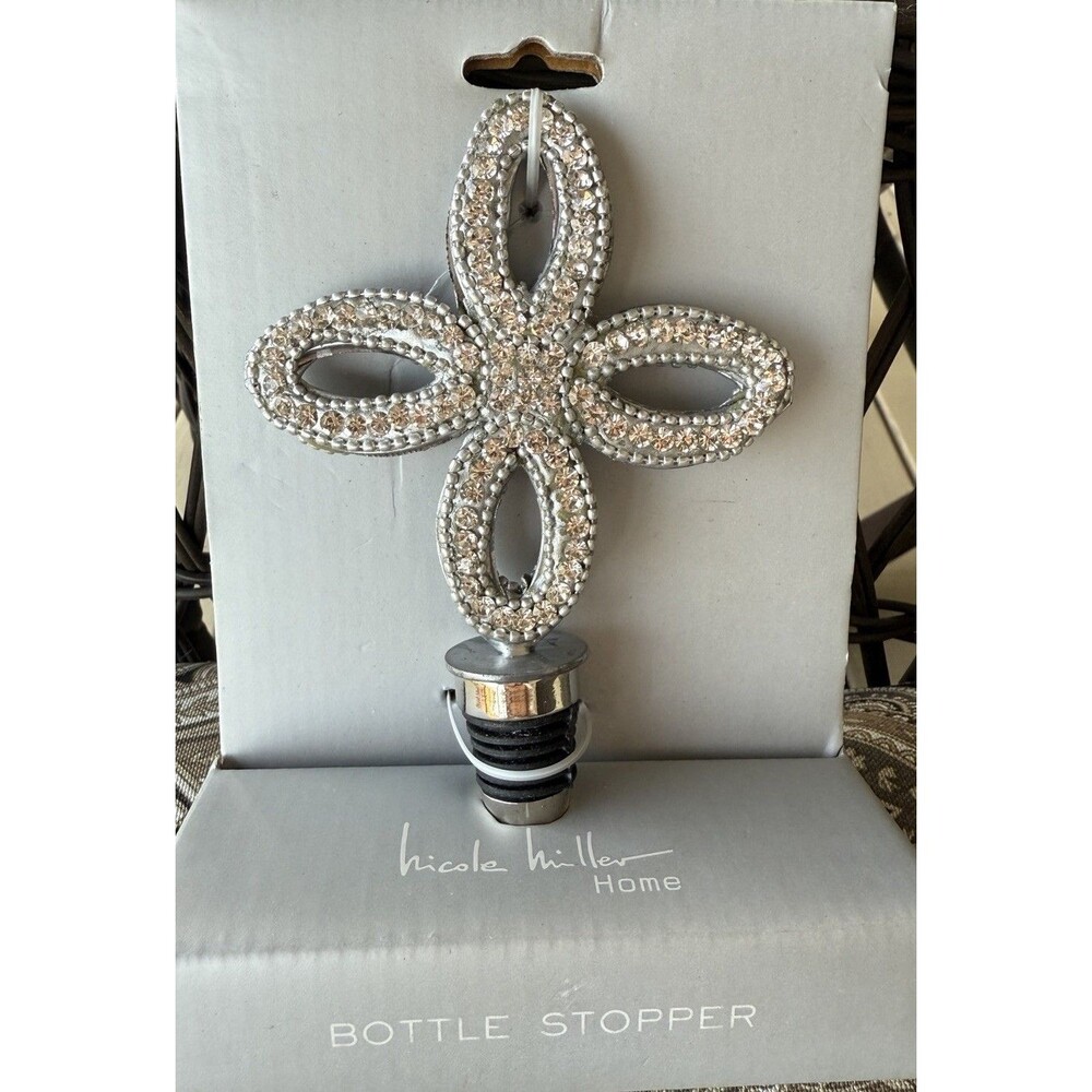 Nicole Miller Home LARGE Bottle Stopper Wine Infinity Bling Jeweled -  NIB